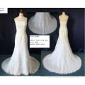 Ivory White Bateau Neckline Trumpet Strapless Lace Organza Backless Wedding Dresses